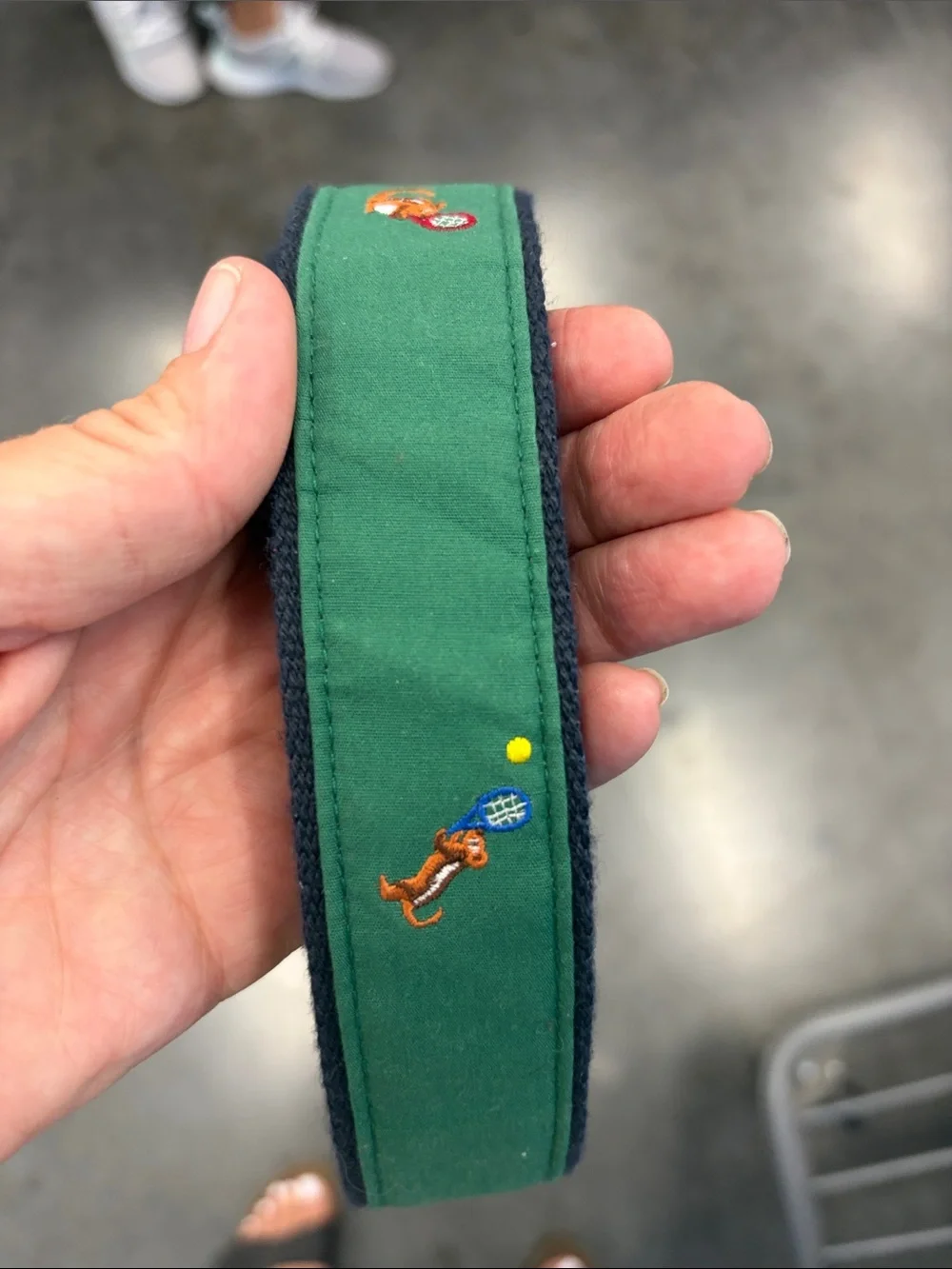 Mens Brooks Brothers D-Ring Ribbon Belt Size medium whimsical squirrel tennis